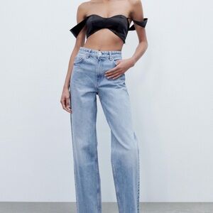 Zara Light Blue Wide Leg Jeans